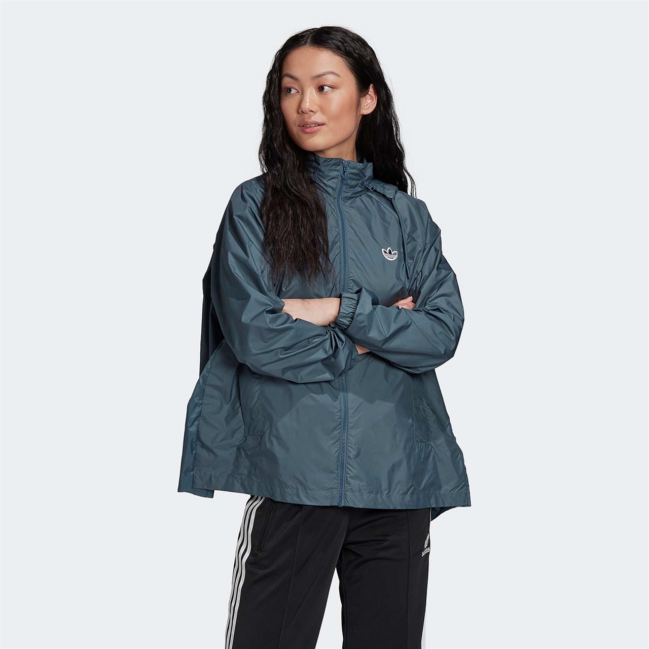 blue adidas windbreaker womens