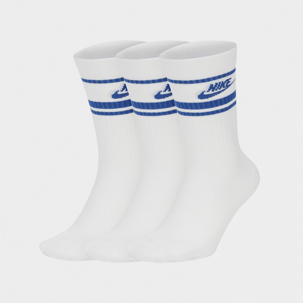 Nike Essential Stripe Sock 3-Pack White/Blue (CQ0301-105)