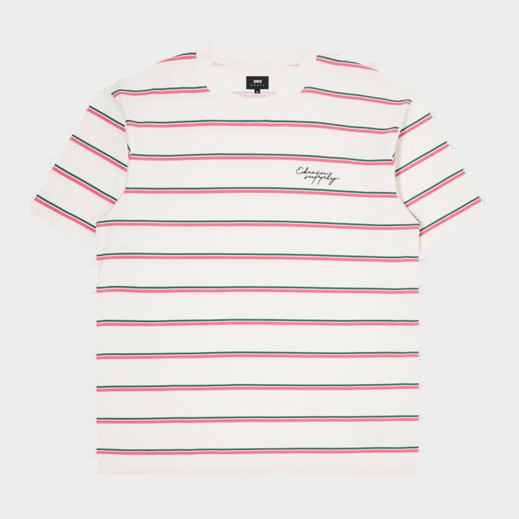 Edwin Oversize Windup Striped T-Shirt White/Pink/Green (I031875-29E-GD)