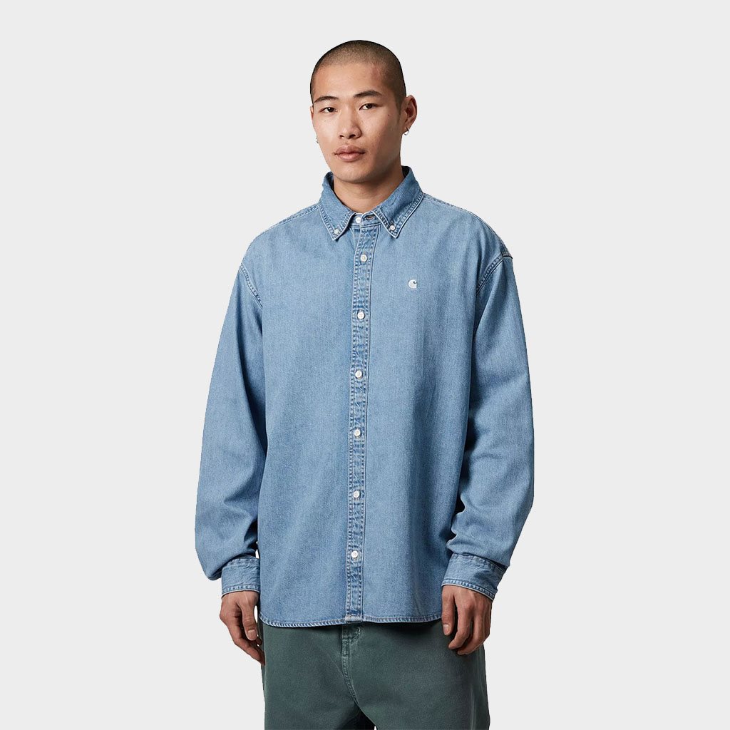 Carhartt WIP L/S Lucas Shirt Bleached Blue (I034525-0135)